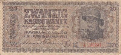 UKRAINE P.53 - 20 Karbowanez 1942 Fine