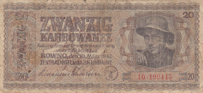 UKRAINE P.53 - 20 Karbowanez 1942 Fine