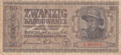 UKRAINE P.53 - 20 Karbowanez 1942 Fine