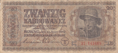 UKRAINE P.53 - 20 Karbowanez 1942 Fine