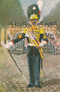 MILITAIR - Garderegiment Grenadiers. Ceremoniële tenue Tamboer-majoor en drumband