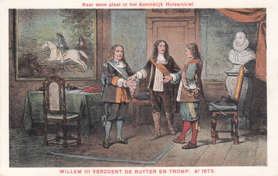 MILITAIR - Willem III verzoent de Ruyter en Tromp. Ao. 1673