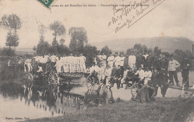 MILITAIR - Manouvres du 20e Bataillon du Génie - Passerelle de voitures sur le Madon