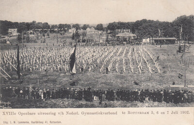 ROTTERDAM - XVIIIe Openbare uitvoering v/h Nederl. Gymnastiekverbond te Rotterdam 5, 6 en 7 juli 1902.