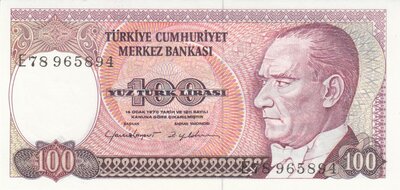 TURKEY P.194b - 100 Lira L.1970 (1984) UNC