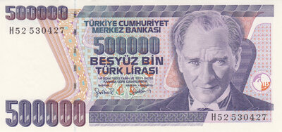 TURKEY P.212 - 500.000 Lira L.1970 (1998) UNC