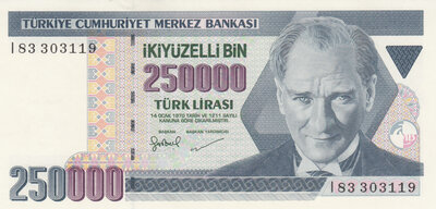 TURKEY P.211 - 250.000 Lira L.1970 (1998) UNC