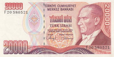 TURKEY P.201b - 20.000 Lira L.1970 (1988) UNC