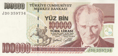 TURKEY P.206 - 100.000 Lira L.1970 (1997) UNC