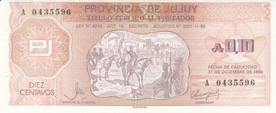 ARGENTINA PS.2401 - 10 Centavos 1988 UNC