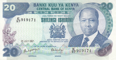 KENYA P.21f - 20 Shillings 1987 XF