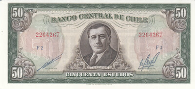 CHILE P.140b -  50 Escudos ND 1962-75 UNC