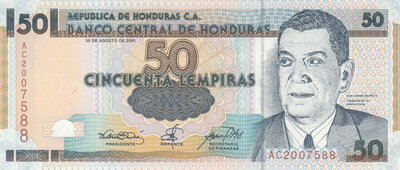 HONDURAS P.88a - 50 Lempiras 2001 UNC