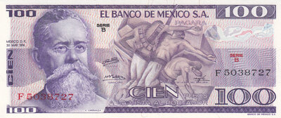MEXICO P.66a - 100 Pesos 1974 UNC