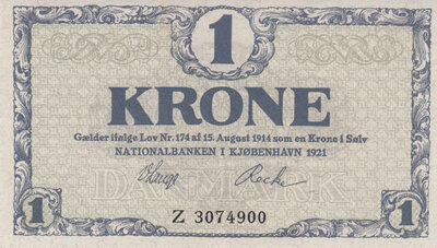 DENMARK P.12f - 1 Krone 1921 UNC