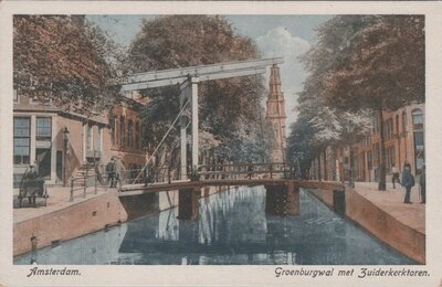 AMSTERDAM - Groenburgwal met Zuiderkerktoren