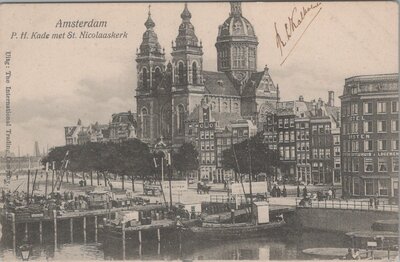 AMSTERDAM - P. H. Kade met St. Nicolaaskerk
