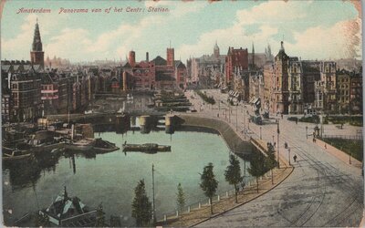 AMSTERDAM - Panorama van af het Centr: Station