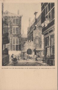 AMSTERDAM - De Poort van de Walenkerk in de Hoogstraat te Amsterdam in 1787
