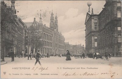 AMSTERDAM - N. Z. Voorburgwal met Kow. Postkantoor