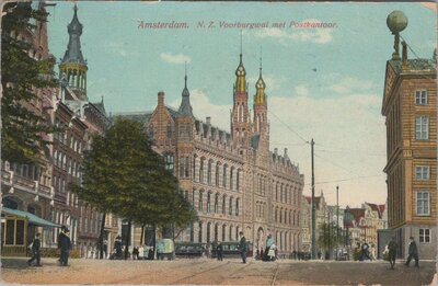 AMSTERDAM - N. Z. Voorburgwal met Postkantoor