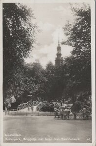 AMSTERDAM - Oosterpark, Bruggetje met toren Van Swindenkerk