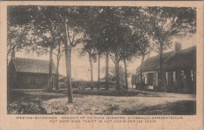 WESTEN-SCHOUWEN - Gezicht op de oude Herberg: Voormalig Gemeentehuis