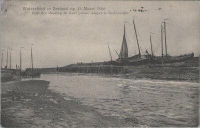 KRABBENDIJKE - Watervloed in Zeeland op 12 Maart 1906