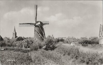 DOMBURG - Gezicht op dorp en molen