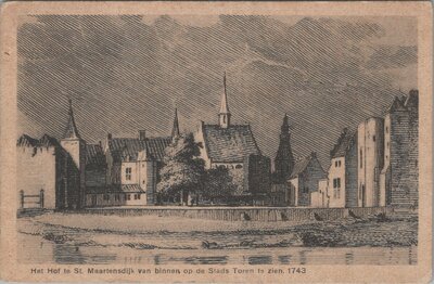 ST. MAARTENSDIJK - Het Hof te St. Maartensdijk van binnen op de Stads Toren te zien. 1743