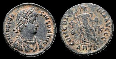 Theodosius I. AD 379-395. Æ 19mm, 2.38 g. Antioch Concordia