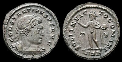 Constantine I. AD 307/310-337. Æ Follis 21mm, 3.54 g. Treveri Sol