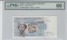 GUINEA-BISSAU-P.1a-50-Pesos-1975-PMG-66-EPQ
