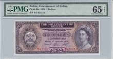 BELIZE-P.34c-2-Dollars-1976-PMG-65-EPQ