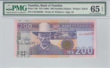 NAMIBIA-P.10b-200-Dollars-ND1996-PMG-65-EPQ