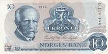 NORWAY P.36c - 10 kroner 1979 VF