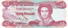 BAHAMAS P.44a - 3 Dollars 1974 UNC