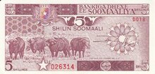 SOMALIA P.31c - 5 shillin 1987 AU