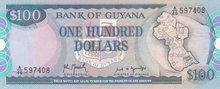 GUYANA P.28a - 100 Dollars ND 1988 UNC
