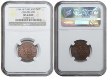 GELDERLAND-Duit-1784-NGC-MS-63-BN