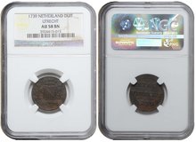 UTRECHT-Duit-1739-NGC-AU-58-BN