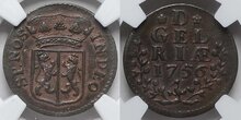 GELDERLAND-Duit-1756-NGC-AU-53-BN