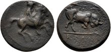 Thessaly, Krannon. Circa 350-300 BC. Æ Chalkous 14mm, 2.07 g. Thessalian warrior