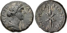 Macedon, Koinon of Macedon. Faustina Junior. Augusta, AD 147-175. Æ 24mm, 11.45 g. Thunderbolt