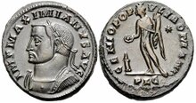 Maximianus. First reign, AD 286-305. Æ Follis 28mm, 10.97 g. Lugdunum