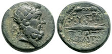 Phrygia, Mysia Abbaitis. 2nd century BC. Æ 20mm, 7.00 g. Winged Thunderbolt