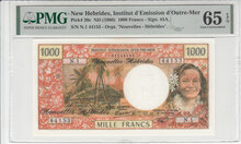 NEW HEBRIDES P.20c - 1000 Francs ND 1980 PMG 65 EPQ