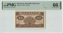 INDONESIAP.32-25-Sen-1947-PMG-66-EPQ