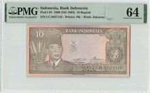 INDONESIA-P.83-10-Rupiah-1960-PMG-64