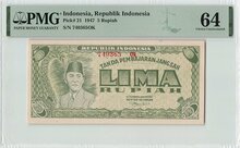 INDONESIA-P.21-5-Rupiah-1947-PMG-64